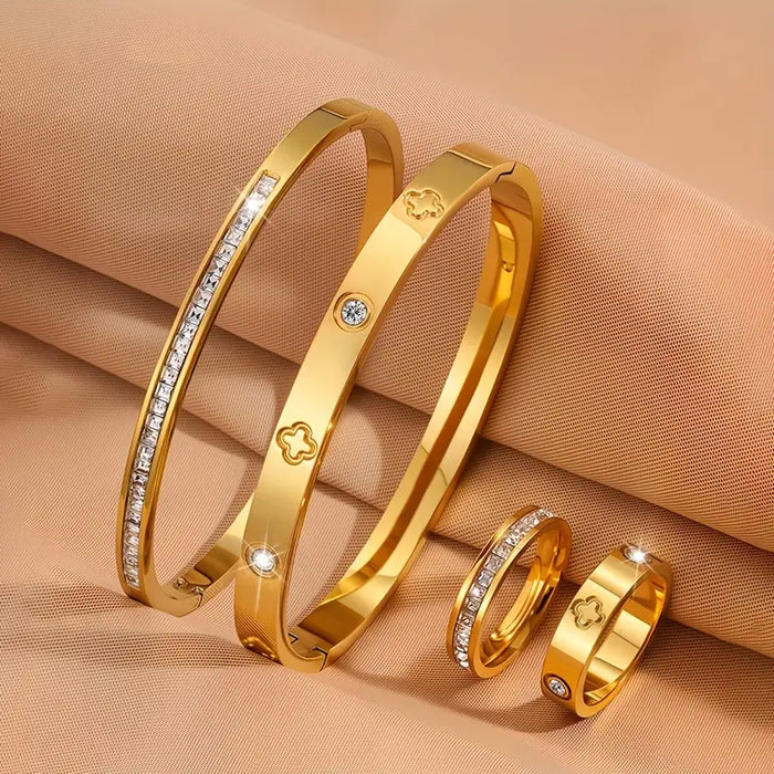 Wholesale Stainless steel diamond-encrusted bracelet ring