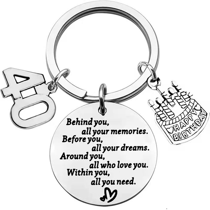 Wholesale Behind You All Your Memories Cake Stainless Steel Keychain JDC-KC-Mingl002