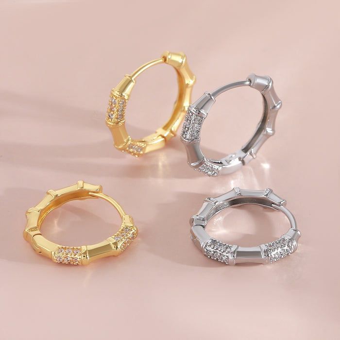 Wholesale New light luxury niche plain ring earrings with diamond studded earrings and versatile temperament earrings