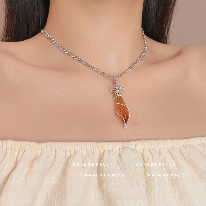 Wholesale Yellow Crystal Spirit Pendant Necklace