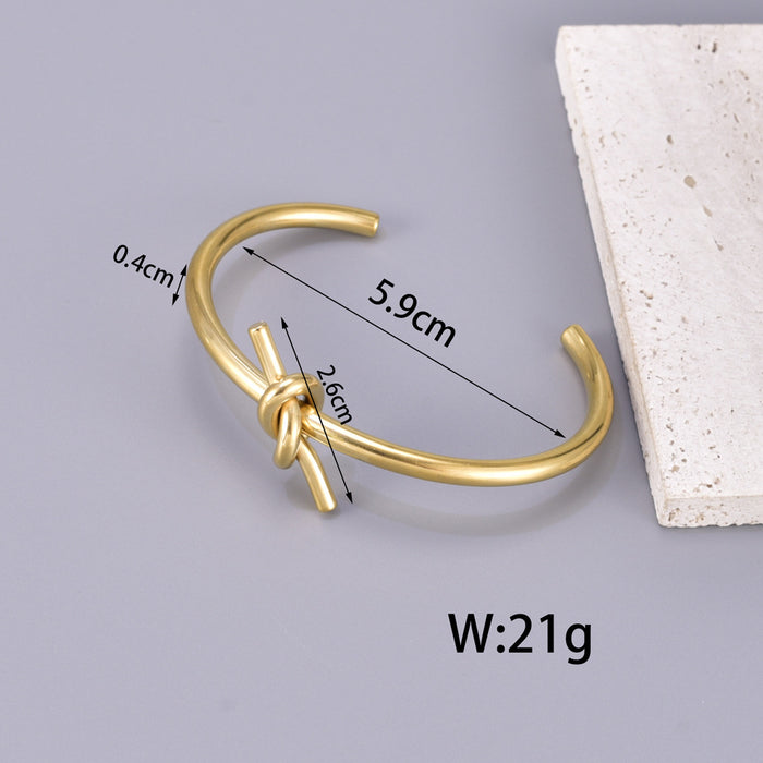 Wholesale Opening Bracelet Simple Geometry Stainless Steel Gold Knot