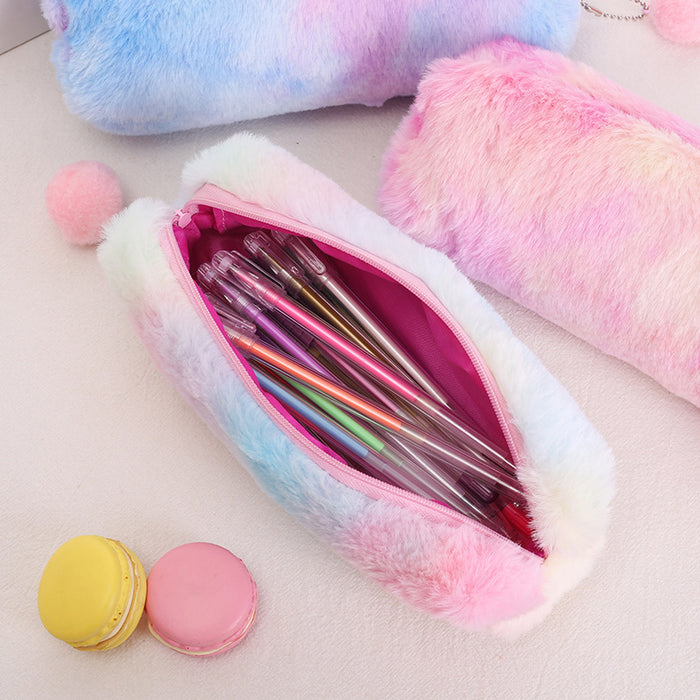 Wholesale Candy-colored cute plush pencil case