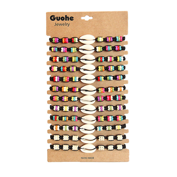 Wholesale Pine Stone Sea Star Conch Bracelet New Natural Stone Pine Stone Sea Star Woven Conch Beach Bracelet