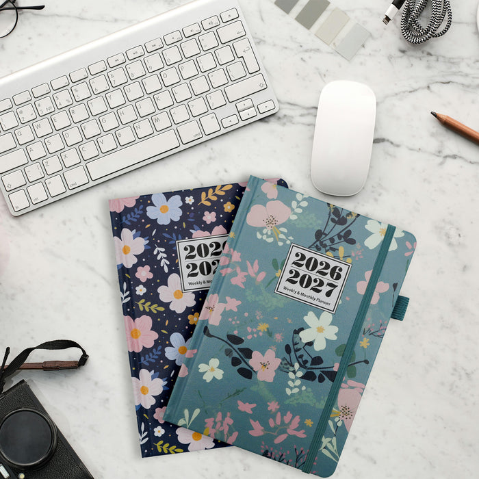 Wholesale Imitation Leather Blue Floral A5 Planner Notebook - Decorative Fashion Accessory