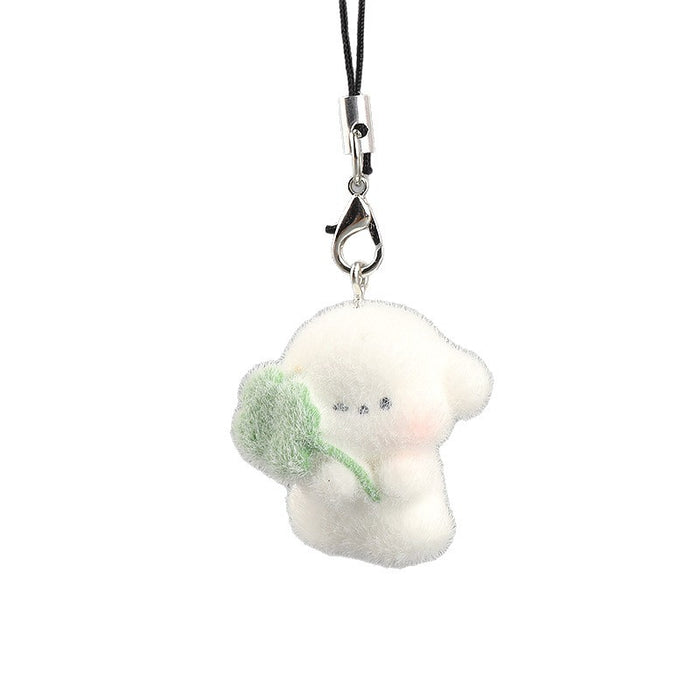 Wholesale 3D Flocked Resin Dog Keychain