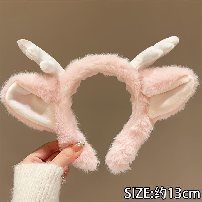 Wholesale Cute Bow Lace Plush Rabbit Ear Hair Band Women Wash Face Hair Band