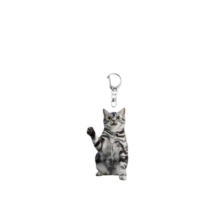 Wholesale 2pcs/set Cat Wave Keychain Acrylic Flat  Pendant with Lobster Buckle
