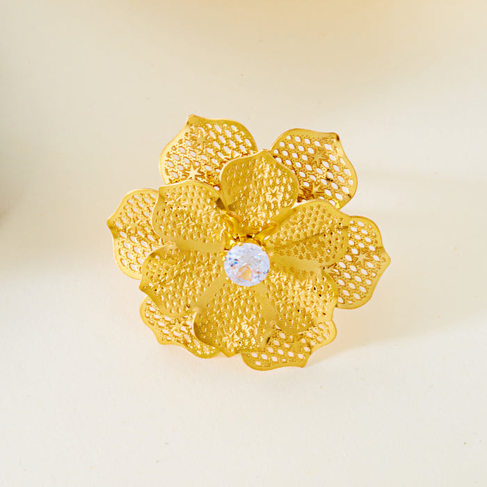 Wholesale Flower Retro Antique Stainless Steel Hollow Ring Personality New Ring