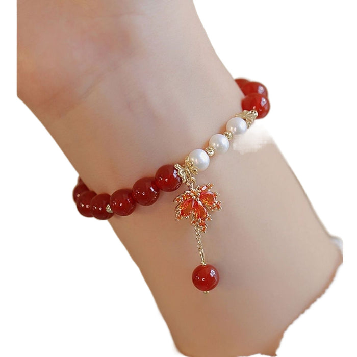 Wholesale Maple leaf bracelet,  women' s glass bracelet