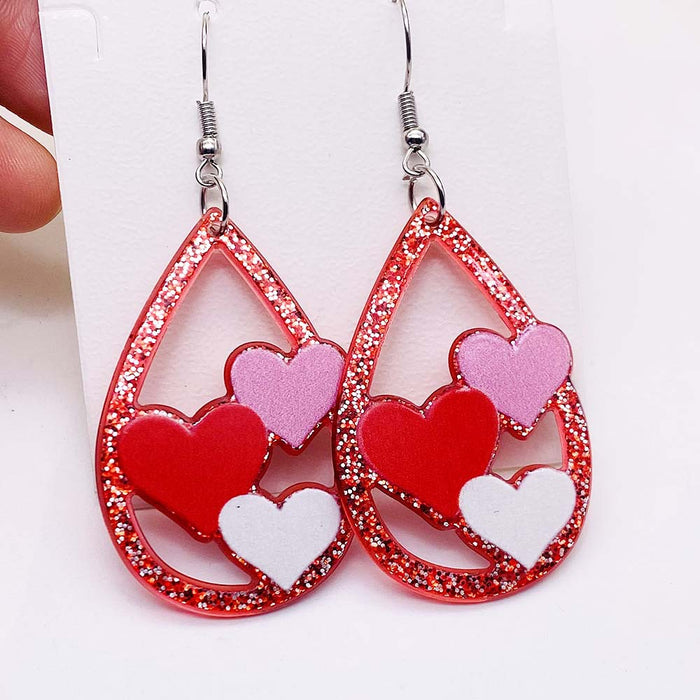 Wholesale Valentine' s Day Heart-shaped Waterdrop Acrylic Earrings