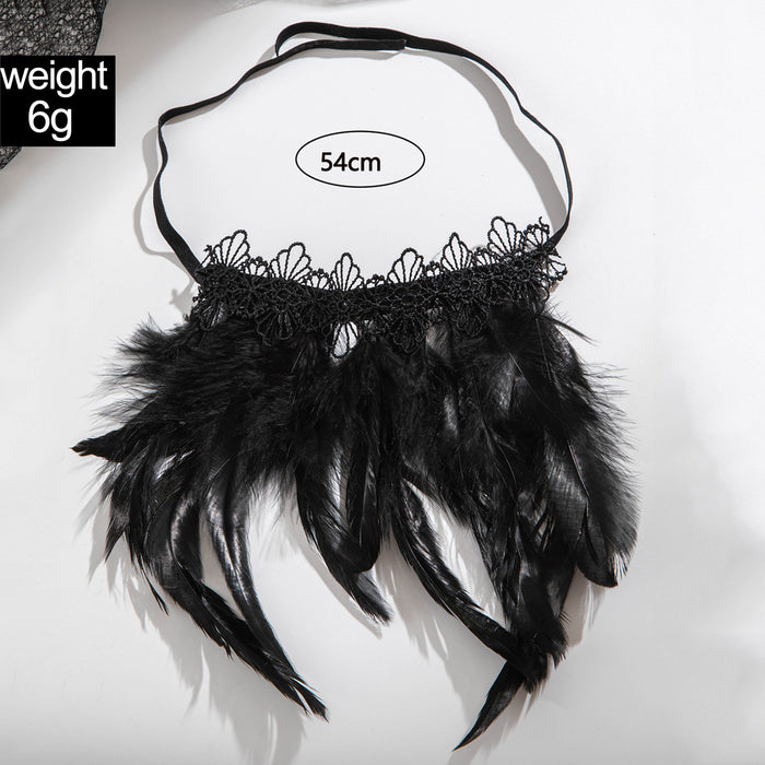 Wholesale Fabric Lace Feather Punk Bracelet Dark Nightclub Style Jewelry Accessory MOQ≥2
