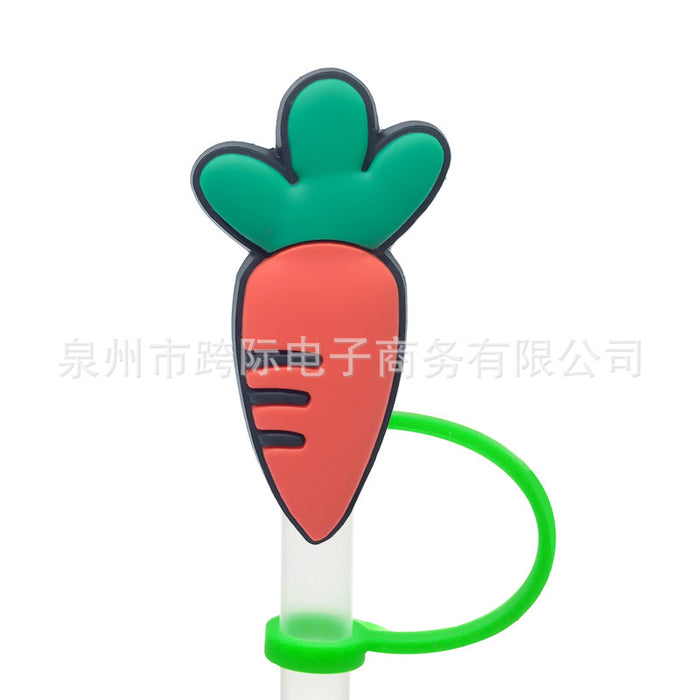 Wholesale 10pcs Silicone Plant Cartoon Straw Cover JDC-SCR-KuaJ005