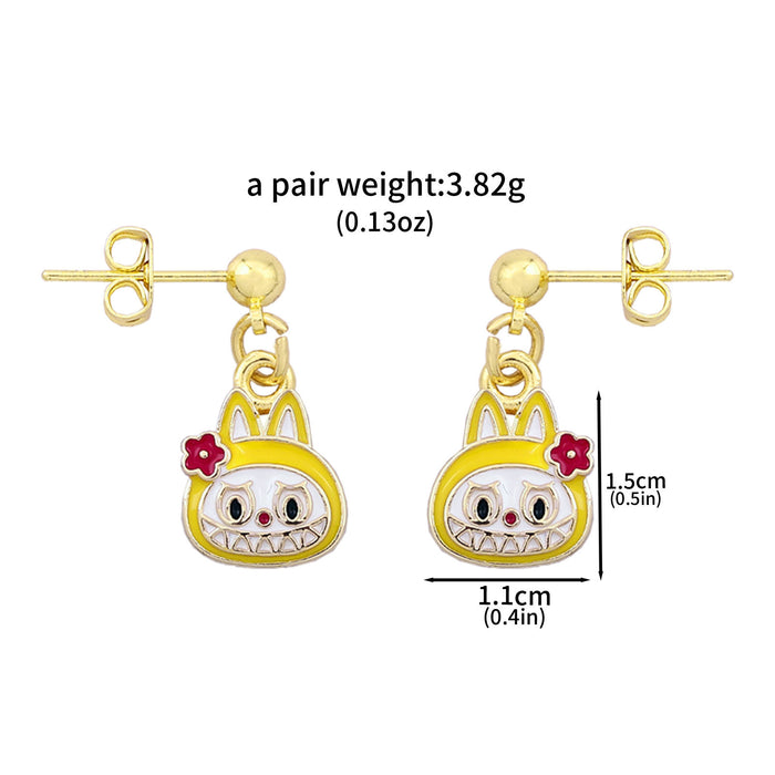 Wholesale Necklace Earrings  Cartoon Cute Metal Enamel Set Pendant Ear Pin Holiday Gift