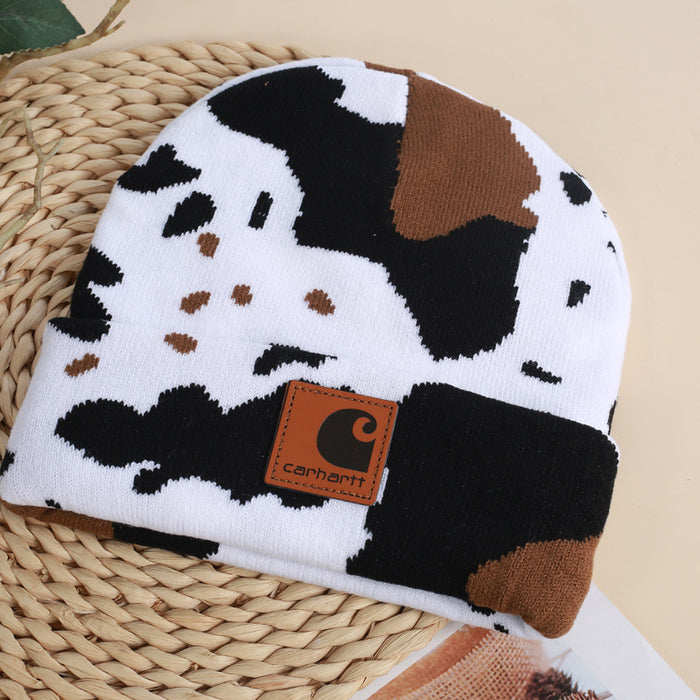 Wholesale Acrylic Cow Jacquard Knitted Hat JDC-FH-HongHong008