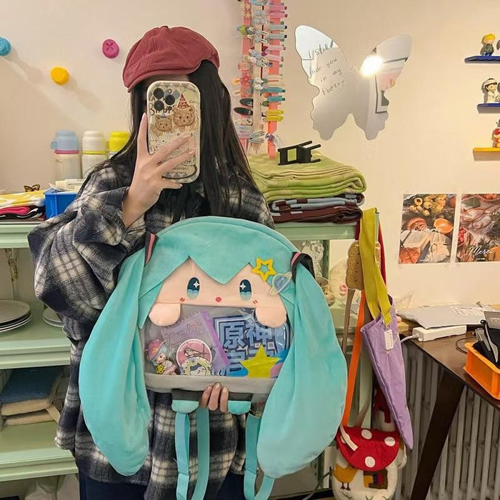 Wholesale Japanese Hatsune Miku 2D Cute Girl's Crossbody Cartoon Doll Backpack Student Bag Transparent Pain Bag Series JDC-BP-ZZ002