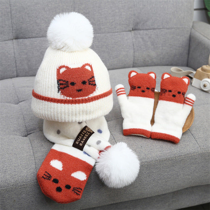 Wholesale Hat Cotton Warm Cute Kitten Scarf Glove Set JDC-FH-JunC003