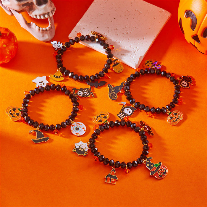 Wholesale Halloween Bracelet Pumpkin Spider Crystal Beaded Bracelet Holiday Accessories