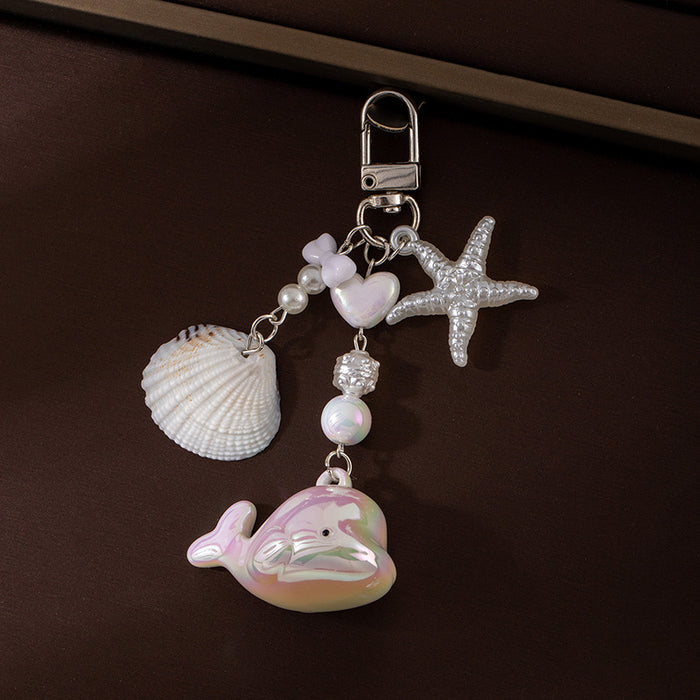 Wholesale Ocean-Style Shell and Whale Keychain Pendant