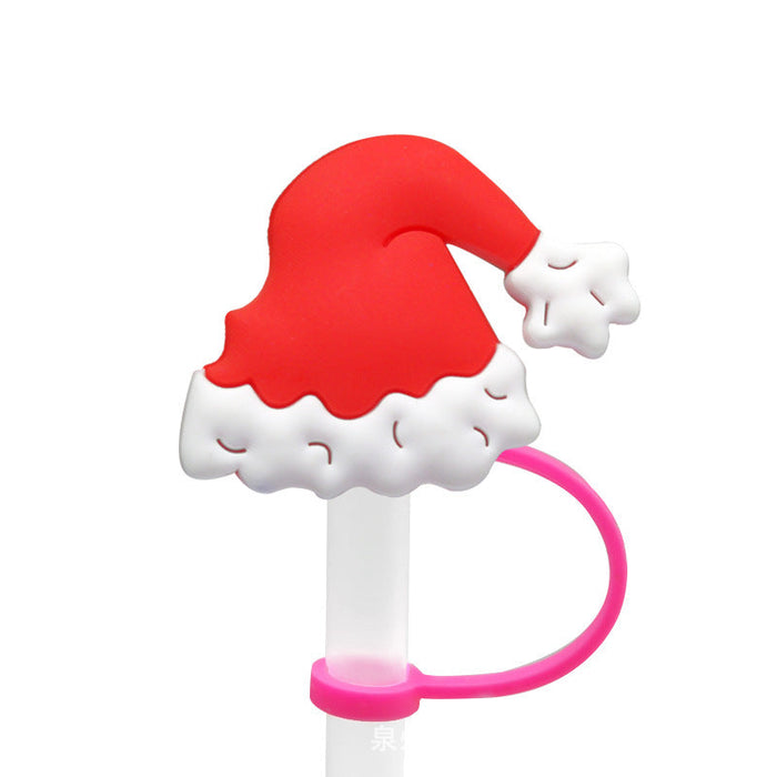 Wholesale Cartoon Christmas Santa Claus Christmas Trees Snowman Silicone Dustproof Straw Plugs JDC-SCR-KuaJi016