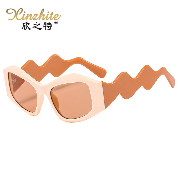 Wholesale Cat Eye PC Frame Wavy Leg Sunglasses JDC-SG-XZT013