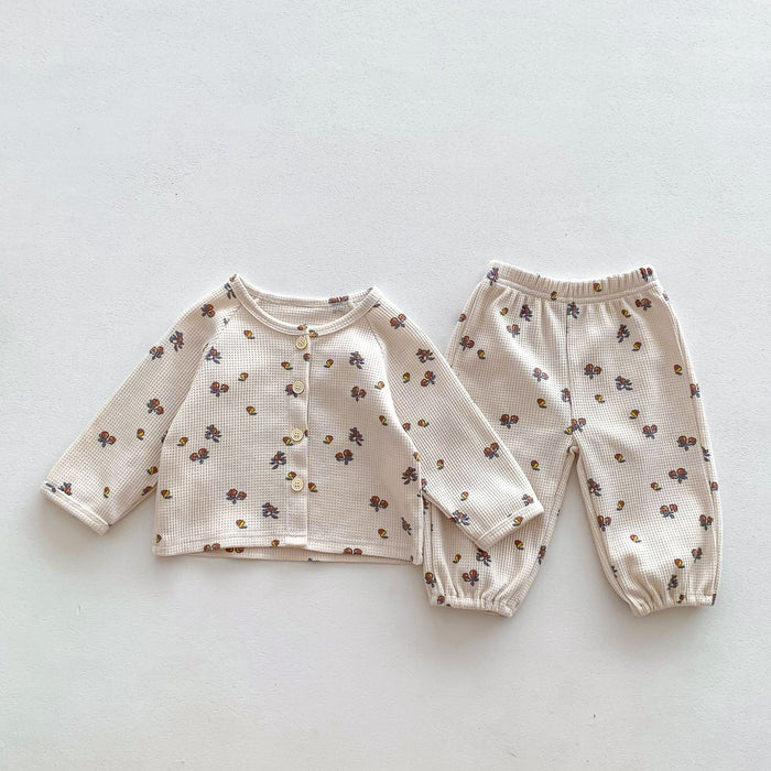 Wholesale Long Sleeve Waffle Top Pants Baby Clothes Set JDC-BC-WeiNiS014