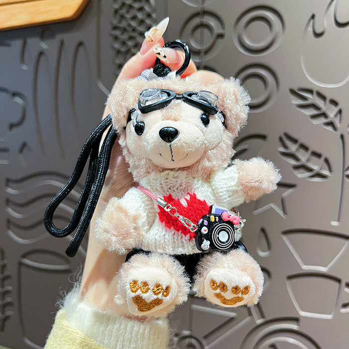 Wholesale Creative Plush Travel Bear Keychain Cute Cartoon Student Bag Pendant Exquisite