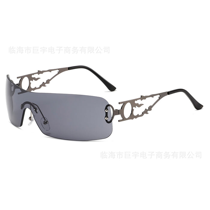 Wholesale New Fashion Sunglasses with Metal Large Frame, Personalized Borderless Integrated Sunglasses
