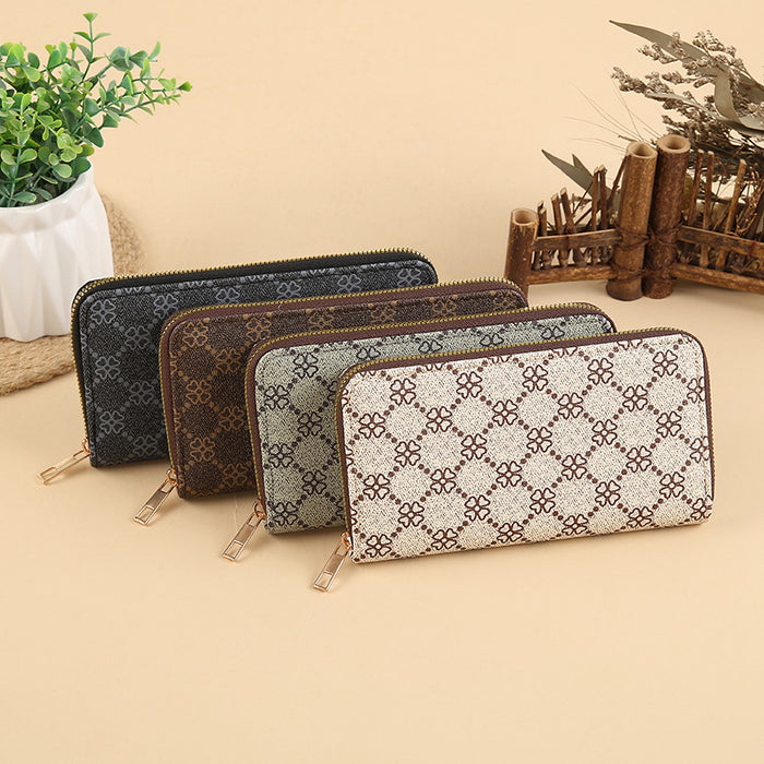 Wholesale PU Leather Long Wallet with Retro Print Design Large Capacity MOQ≥3