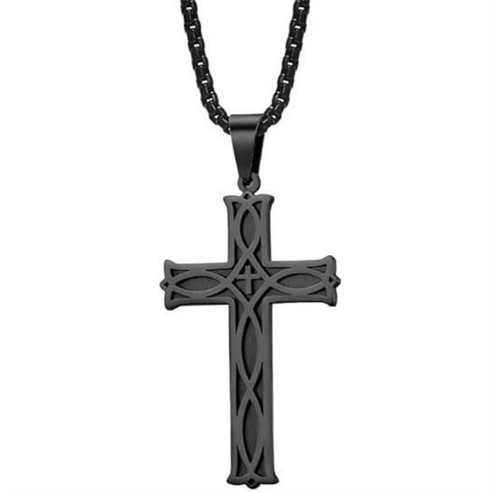 Wholesale Men' s Stainless Steel Celtic Knot Cross Personality All-match Irish Pendant Necklace