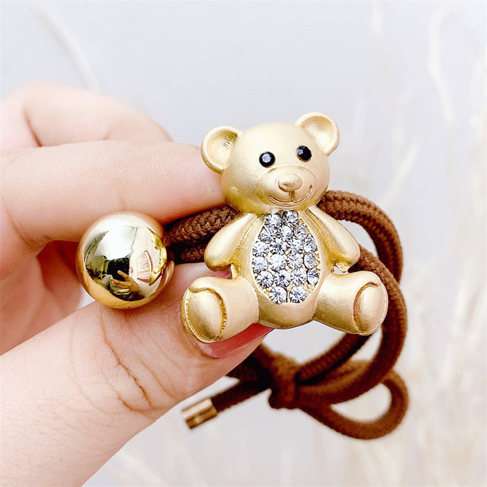 Wholesale Crystal Bear Black Hair Tie JDC-HS-DH009