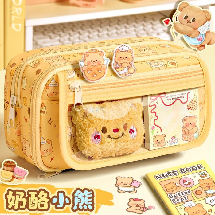 Wholesale Trendy Cute Pencil Case Large Capacity 9-Layer Flip with Butter Bear Design for Students stationery