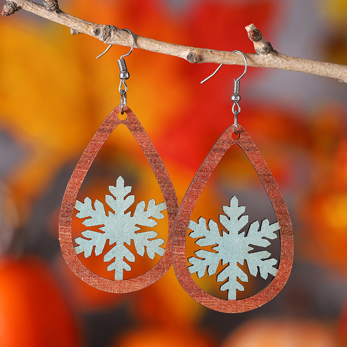 Wholesale Winter Snowflake Earrings Hollow Double-Sided Earrings