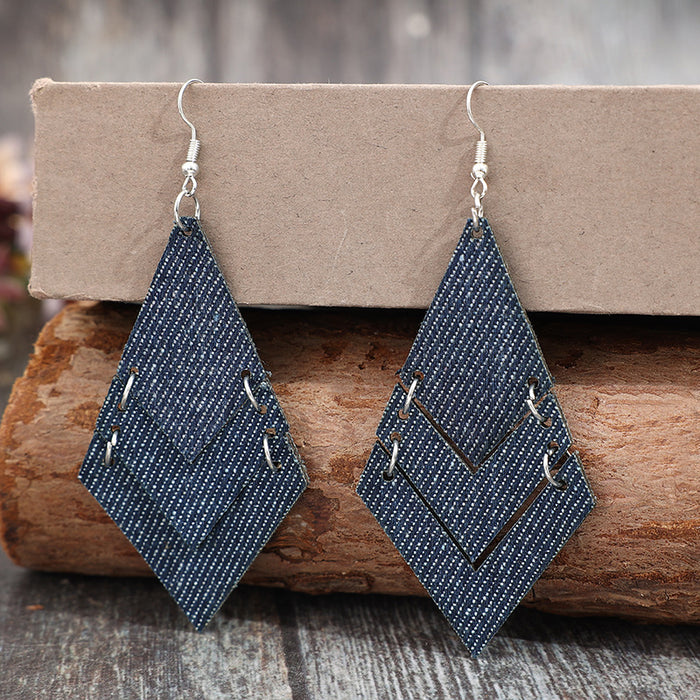 Wholesale geometric patchwork multi-layer fashion earrings
