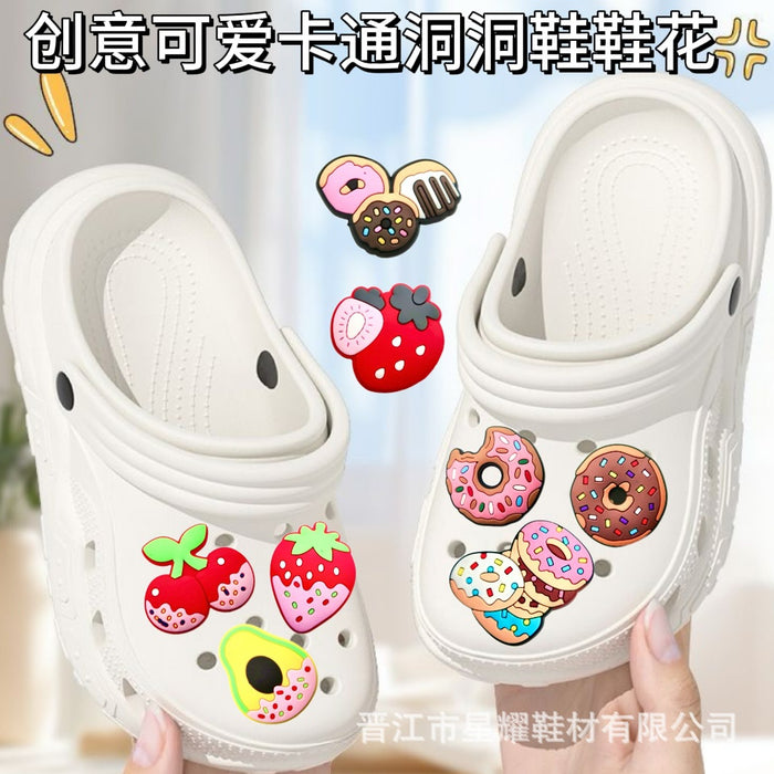 Wholesale Doughnut Hole Shoes Flower Shoe Buckle Decorative Buckle Cartoon PVC Soft Rubber DIY Accessories Shoe Flower Buckle Spot Wholesale