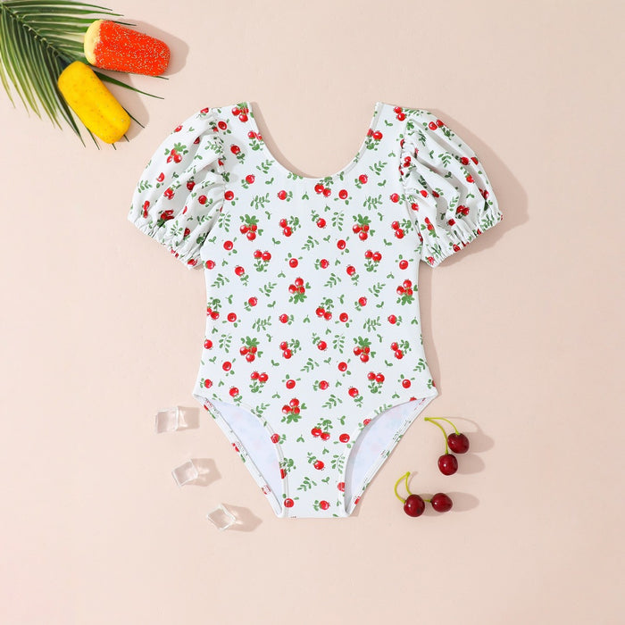 Wholesale Cute one-piece swimsuit with bubble sleeves and short sleeves