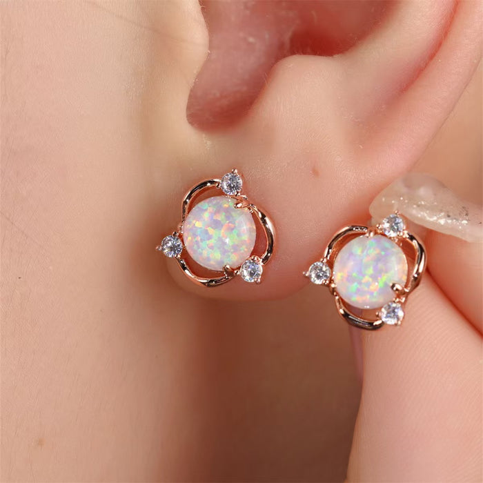 Wholesale Circular rotating earrings, simple, personalized, niche, light luxury earrings, temperament, zinc alloy earrings