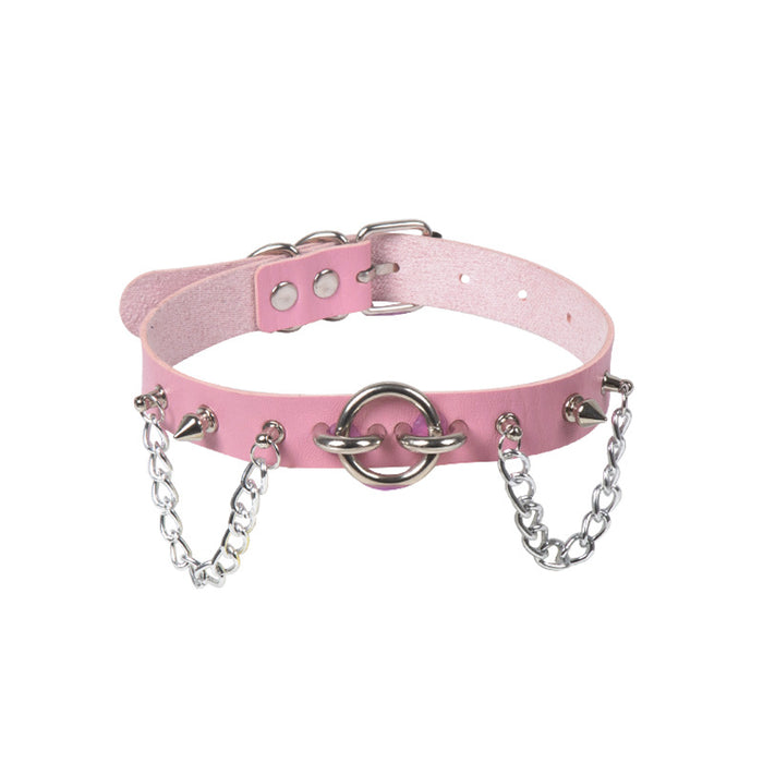 Wholesale Personalized chain PU collar punk style leather collar necklace clavicle chain
