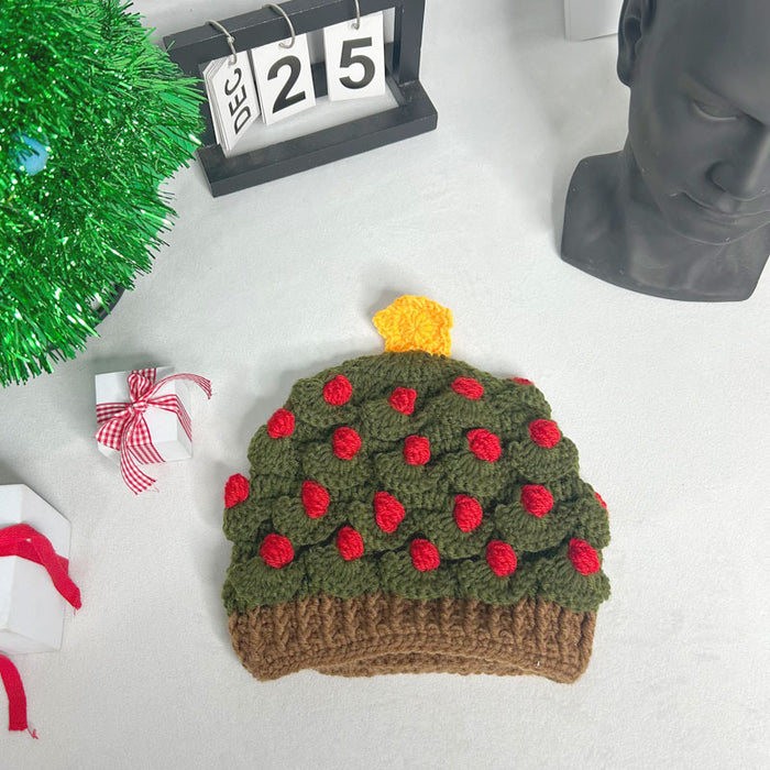 Wholesale Christmas handmade yarn knitted hat for autumn and winter warmth Christmas tree star Christmas hat