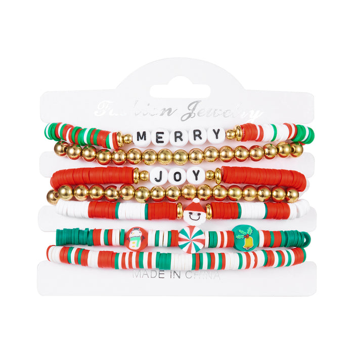 Wholesale Christmas all-match bracelet Christmas tree love soft clay colorful beaded bracelet multi-layer stacking set