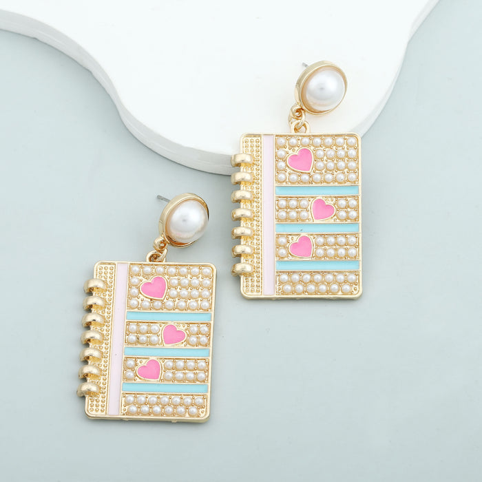 Wholesale notebook fashion all-match women's enamel love pendant earrings