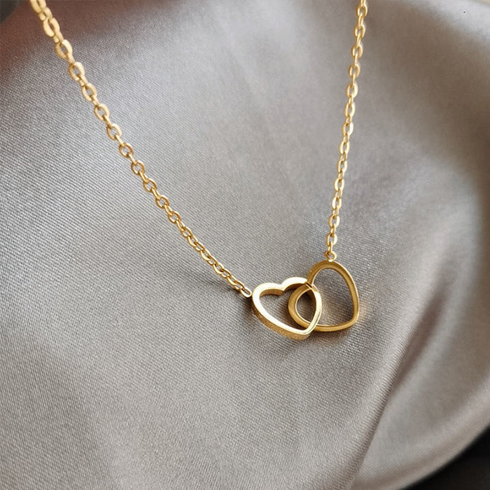 Wholesale Double ring heart-shaped new minimalist necklace, collarbone chain, niche