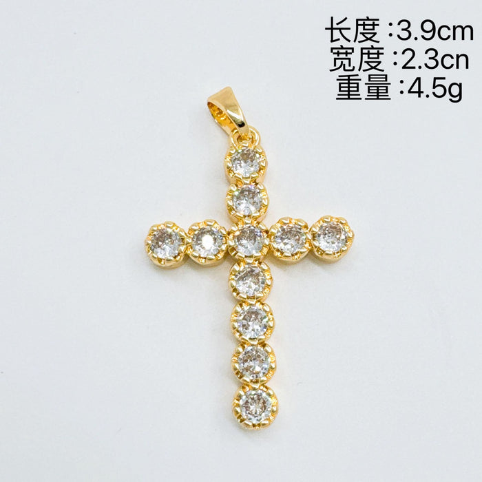 Wholesale Rock Sugar Cross Necklace Gold Plated Copper Fashion Accessory