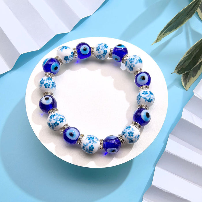 Wholesale Pearl Devil's Eye Bracelet with Micro inlaid Pearl Bracelet, Hand string Jewelry