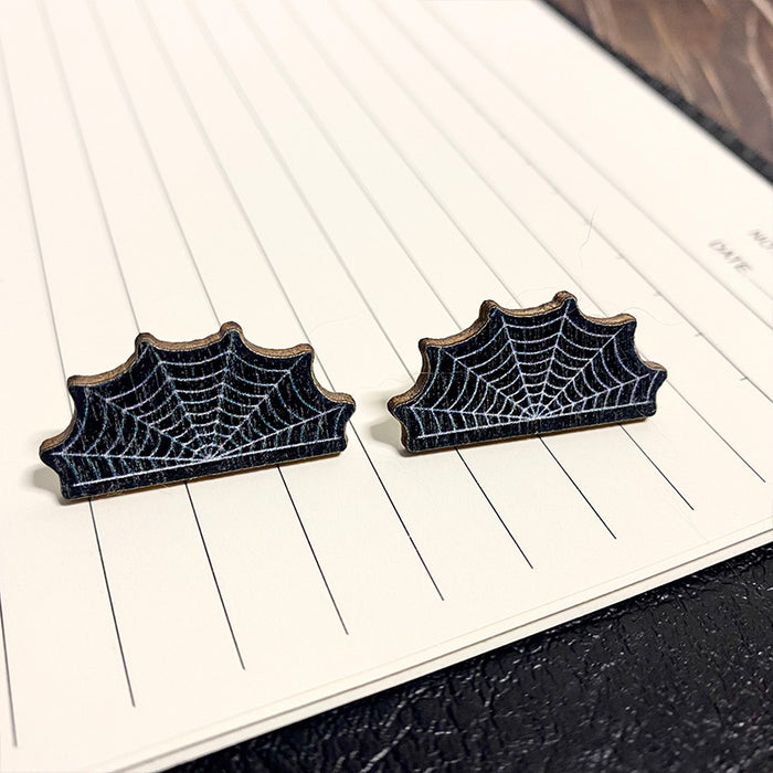 Wholesale  Dark Wind Earrings Skull Bat Asymmetric Wooden Earrings Horror Festival