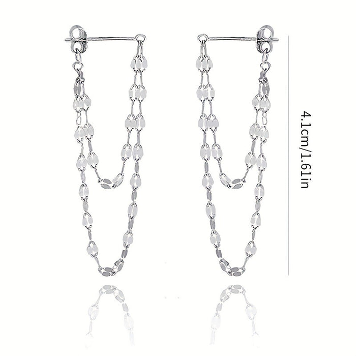 Wholesale Double Layer Tassel Earring Chain Versatile Earrings JDC-ES-DX010