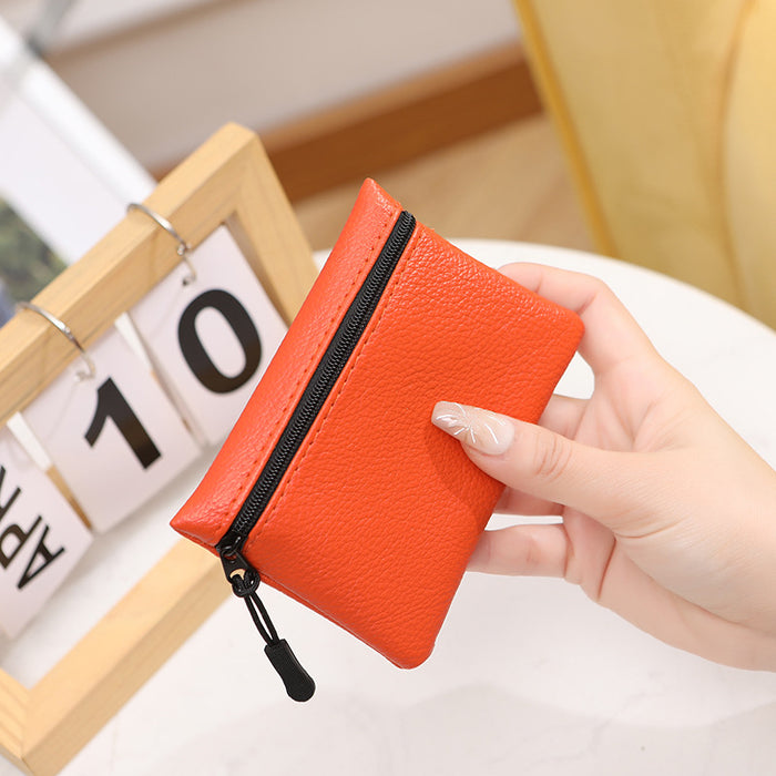 Wholesale pattern zipper coin purse solid color PU soft leather women's Coin card bag