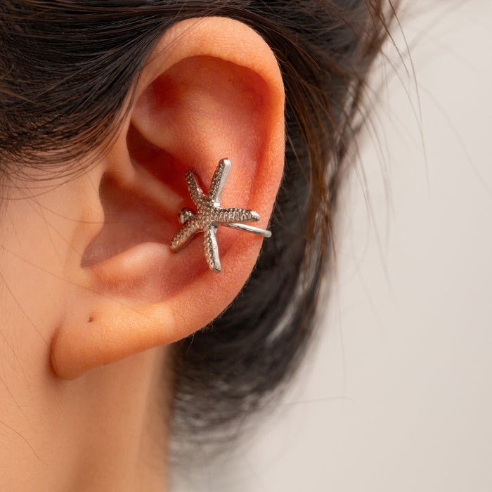 Wholesale Fashionable alloy earrings with light luxury and high-end feel, flower moon sun ear clip, ear bone clip