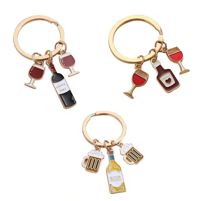 Wholesale Red Wine Beer Drip Oil Alloy Keychain JDC-KC-JinZ016