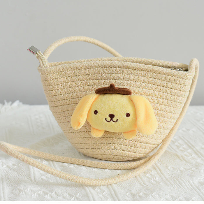 Wholesale  small bag children's straw bag Mini small bag children's shoulder bag beach play messenger bag