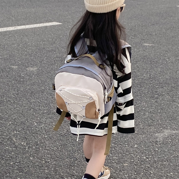 Wholesale New color contrasting drawstring backpack for children, kindergarten backpack, outdoor small backpack